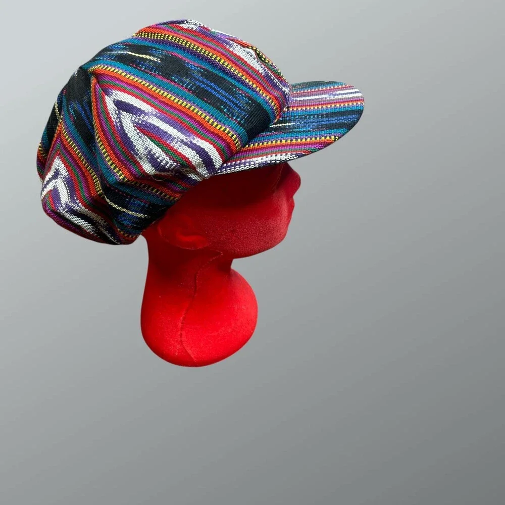 Guatemalan Hand Woven Newsboy Gatsby Rasta Hat Boho Hippie - Picture 1 of 7